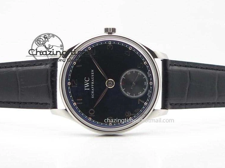 MIROTIME 0324 Portuguese IW545407 Black Dial ZF 1:1 Best Edition On Dark Blue Leather Strap DailyWear 7337